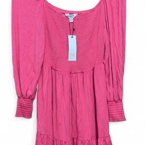 BB Dakota Steve Madden Raspberry Pink Mini Dress NWT Puff Sleeve XS